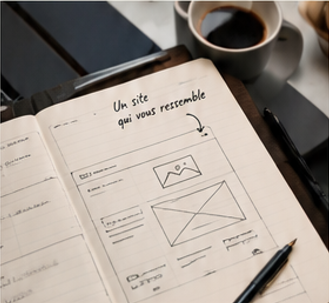 Illustration de la méthode de travail d'Ato Studio pour la création de sites web sur-mesure