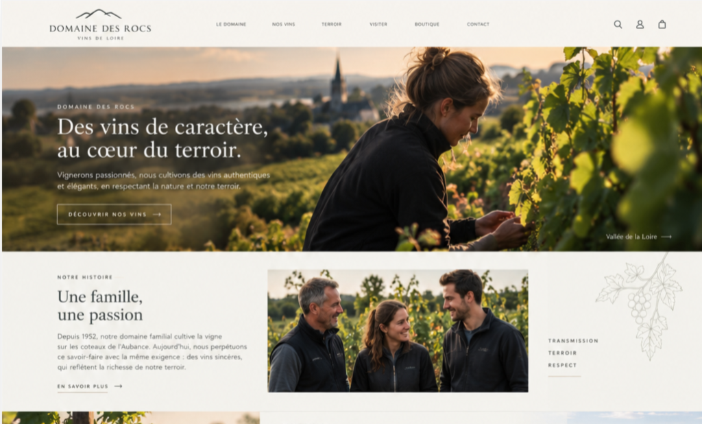 Aperçu d'un site web réalisé par Ato Studio, affiché dans un navigateur